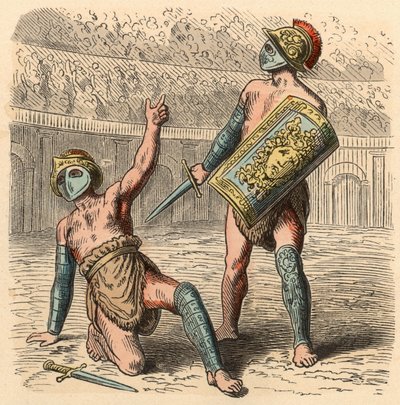 Antikens Rom: Gladiatorstrider i amfiteatern av Heinrich Leutemann
