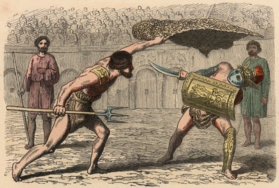 Antikens Rom: Gladiatorstrider i amfiteatern av Heinrich Leutemann