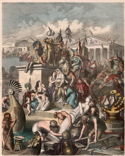 Antikens Rom: Plundringen av Rom av vandalerna, den 2 juni 455, 1866 av Heinrich Leutemann