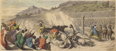 Vagnkapplöpning vid de olympiska spelen i antikens Grekland (färgad gravyr) av Heinrich Leutemann