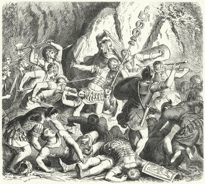 Den romerska släkten Fabias fall vid slaget vid Cremera, 477 f.Kr. (gravyr) av Heinrich Leutemann