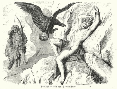 Herakles befriar Prometheus (gravyr) av Heinrich Leutemann