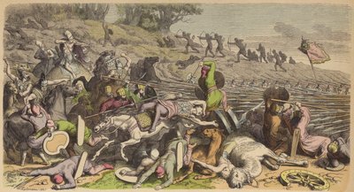 Makedonsk falang i strid med perserna (färgad gravyr) av Heinrich Leutemann
