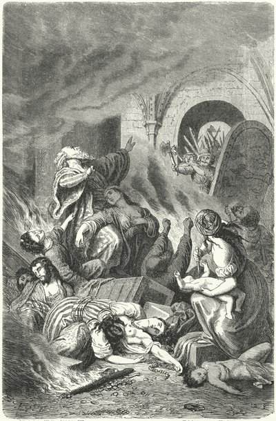Massaker på judarna i York av Heinrich Leutemann