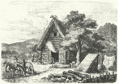 Gammal tysk bondgård (gravyr) av Heinrich Leutemann