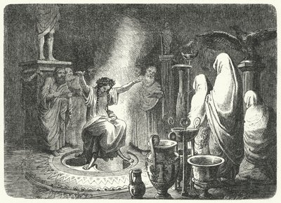 Pythia, översteprästinna i Apollontemplet i Delphi (gravyr) av Heinrich Leutemann