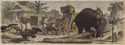 Scen i Bengal, Indien (färgad gravyr) av Heinrich Leutemann