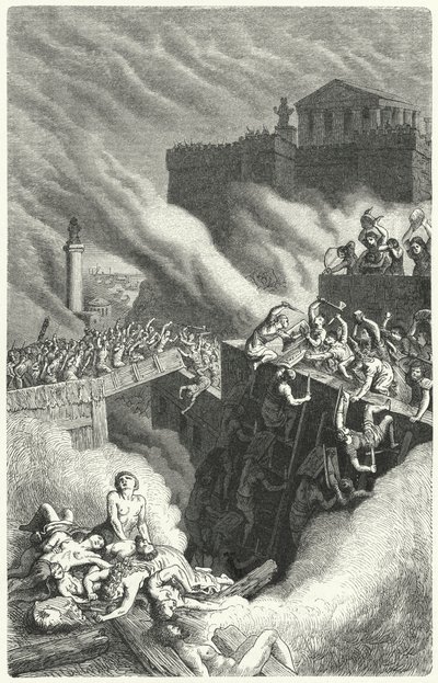 Stormning av Byrsa och förstörelsen av Kartago av Heinrich Leutemann