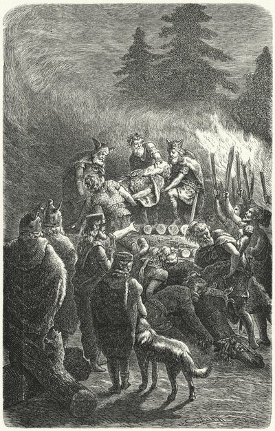 Suebi begravning i antikens Tyskland (gravyr) av Heinrich Leutemann