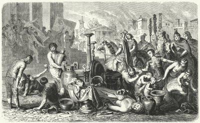 Romarna bär av Greklands konstskatter (gravyr) av Heinrich Leutemann