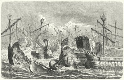 Den romerska flottans seger över karthagerna i slaget vid Aegates, 241 f.Kr. (gravyr) av Heinrich Leutemann