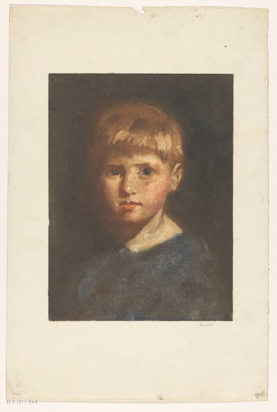 Porträtt av en okänd pojke av Heinrich M. Krabbé (signed by artist)