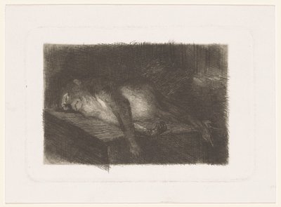 Liggande, sovande apa av Heinrich M. Krabbé