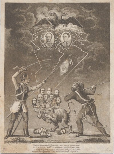 Allegori om undertryckandet av den ungerska revolutionen 1849, 1849. av Heinrich Mansfeld