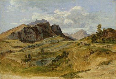 Landskap i Civitella, 1822 (olja på papper på kartong) av Heinrich Reinhold