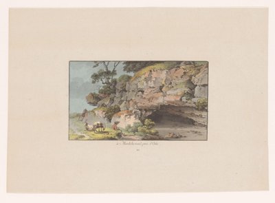 Vy över en herde med getter bredvid en grotta i Montcherand à montcherand, prés d