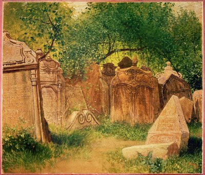 Judisk kyrkogård i Prag ... (olja på duk) av Heinrich Tomec