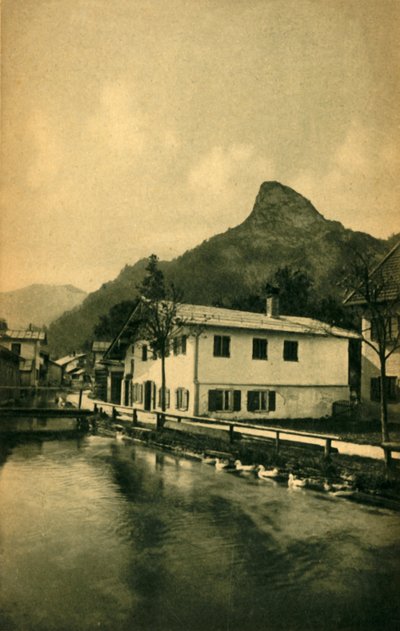 Kvarnströmmen vid Oberammergau, Bayern, Tyskland c1922. av Heinrich Uhlschmid