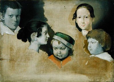 De fem äldsta barnen till målaren Julius Schnorr von Carolsfield (1794-1872), ca 1839-40 av Heinrich Wilhelm Truebner