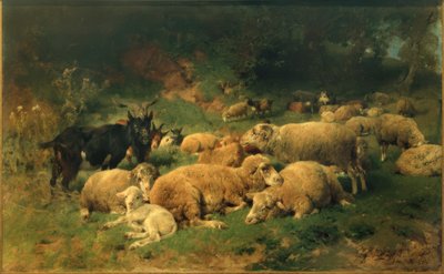 Vilande får i kanten av skogen av Heinrich von Zügel