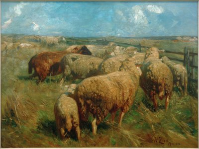 Fårflock på midsommar av Heinrich von Zügel
