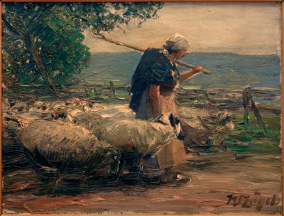 Herdinna med flock av Heinrich von Zügel