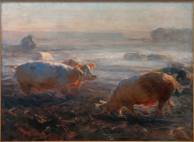 Grisar i stubbfältet av Heinrich von Zügel