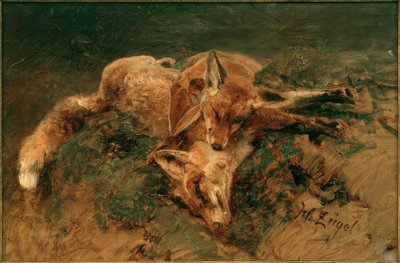 Två rävar av Heinrich von Zügel