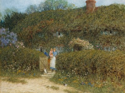 En stuga vid Freshwater, Isle of Wight av Helen Allingham