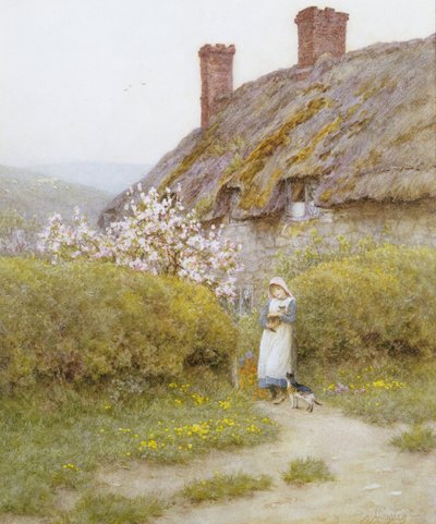 A Dorsetshire Cottage (akvarell på papper) av Helen Allingham