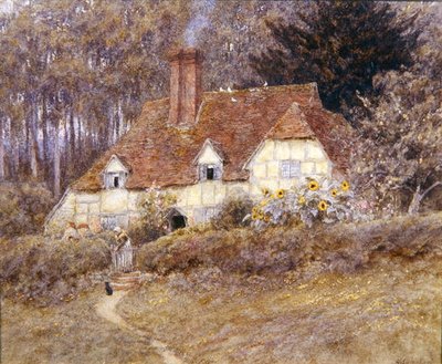 A Surrey Cottage (akvarell på papper) av Helen Allingham