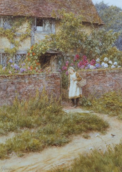 At Sandhills (akvarell med utskrapa på papper) av Helen Allingham