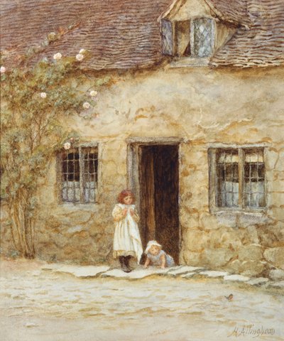 Vid stugdörren av Helen Allingham