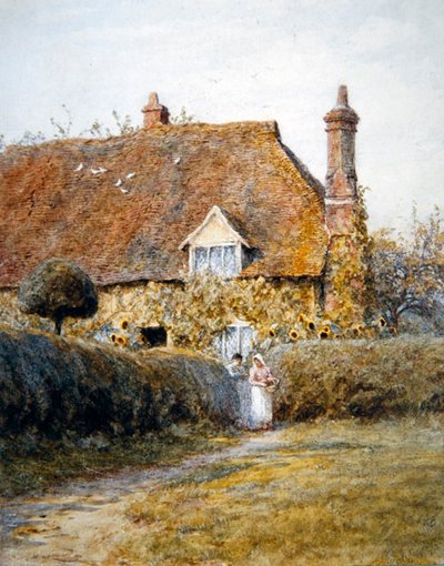 By a Cottage Gate (akvarell på papper) av Helen Allingham
