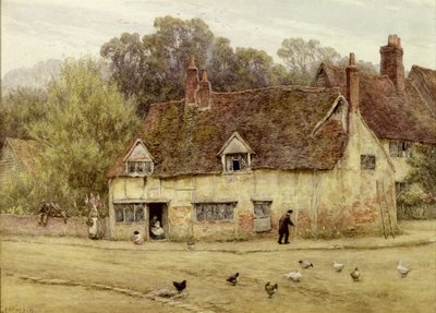 Vid den gamla stugan (akvarell på papper) av Helen Allingham