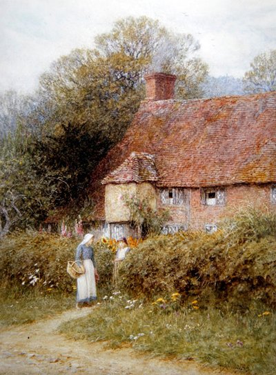 Stuga i Witley, Surrey (akvarell på papper) av Helen Allingham