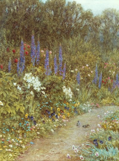 Trädgård runt hennes stuga (akvarell) av Helen Allingham