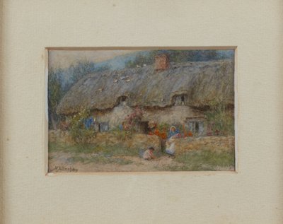Grey Thatched Cottage (akvarell på papper) av Helen Allingham