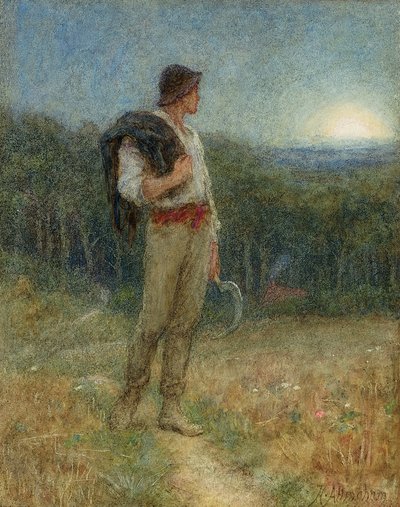 Harvest Moon, "globed in mellow splendour", 1879 (penna, wc och bodycolour på papper) (se även 149129) av Helen Allingham