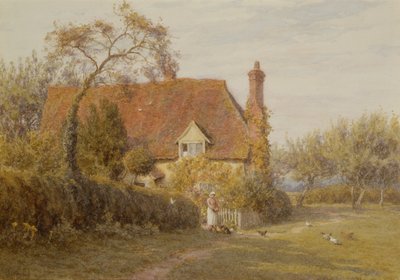 Hedges Farm, East End Farm, Pinner (penna och akvarell) av Helen Allingham