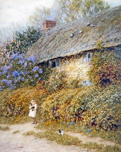 Old Cottage at Freshwater, Isle of Wight (akvarell på papper) av Helen Allingham
