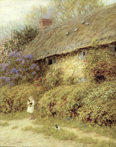 Old Cottage at Freshwater, Isle of Wight (akvarell på papper) av Helen Allingham