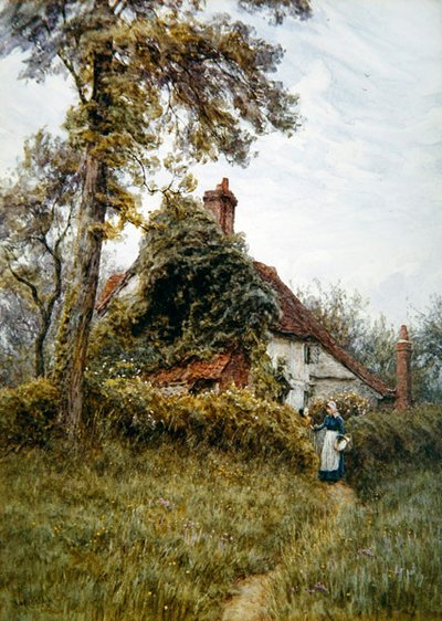 Old Farm at Pinner (akvarell på papper) av Helen Allingham