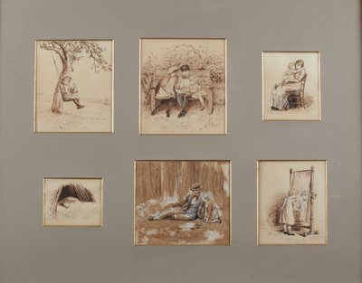 Rhymes for the Young Folk (sepia penna & tvätt på papper) av Helen Allingham