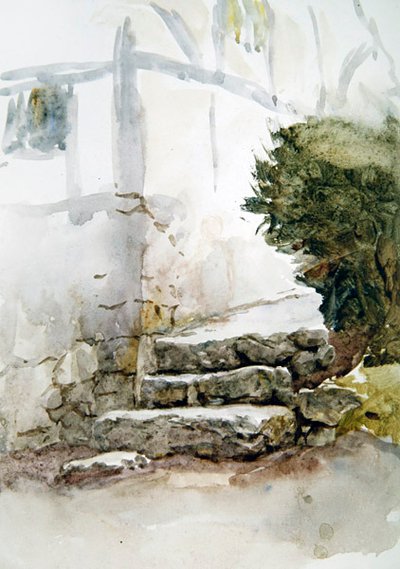 Steps at Bearsted, Kent (akvarell på papper) av Helen Allingham