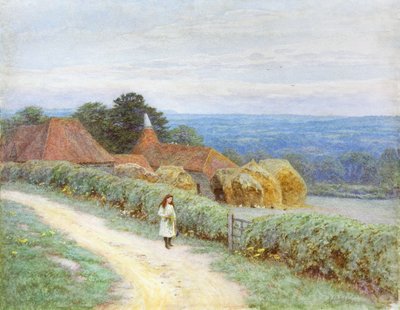 The Kentish farmhouse på Crockham Hill (wc på papper) av Helen Allingham
