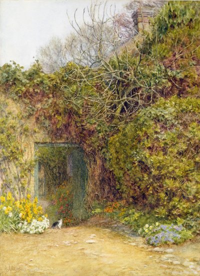 The Kitchen Garden, Farringford (akvarell & kroppsfärg på papper) av Helen Allingham