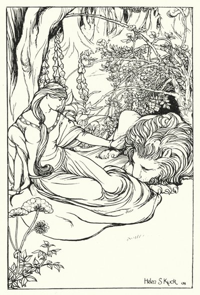 Una och lejonet (gravyr) av Helen S. Kuck