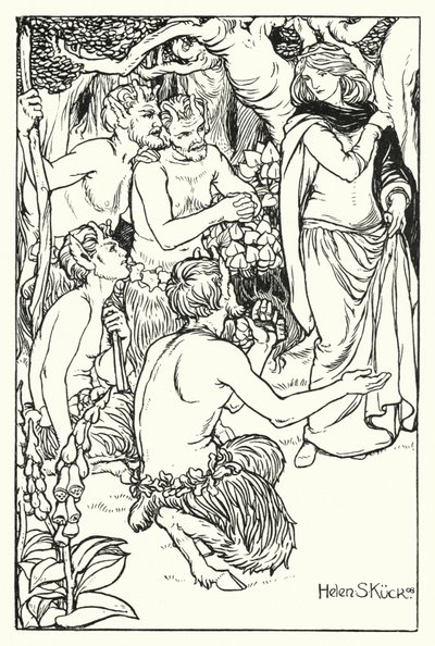 Una räddas av Satyrerna (gravyr) av Helen S. Kuck