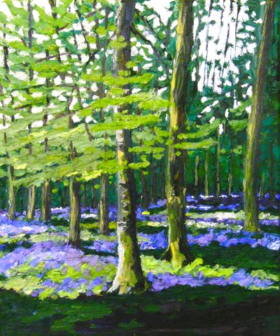 Bluebell Wood, 2009 (olja på duk) av Helen White